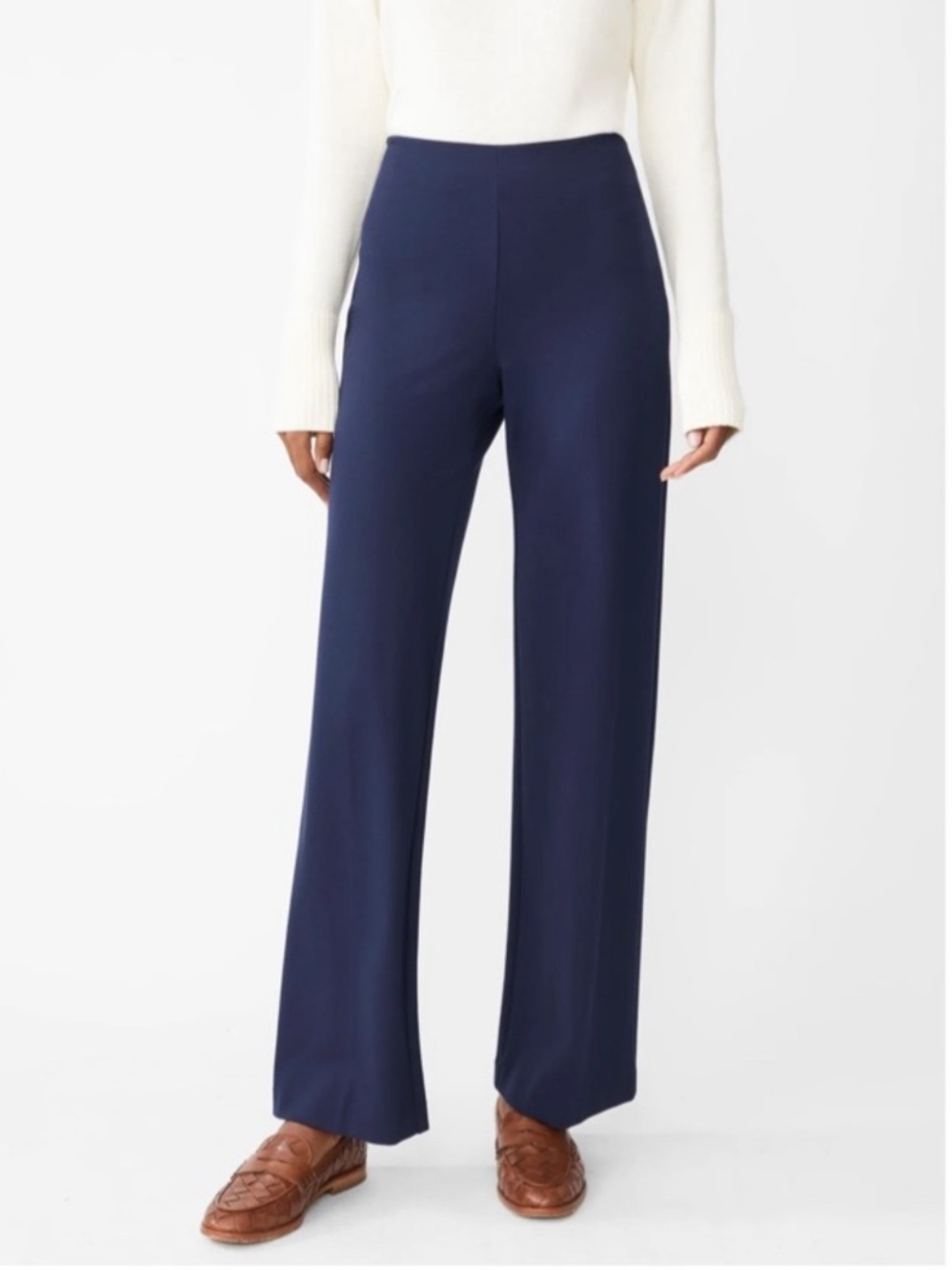 J. McLaughlin Carter Pants in Winter Navy Wide Leg Minimalist Quiet Luxury, SZ 2